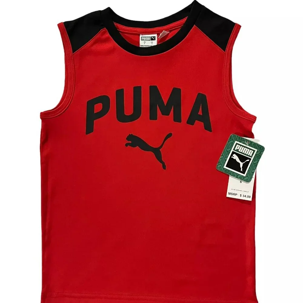 Puma Little Boys T-Shirt and Shorts Set Size‎ 6 Black/Red Sporty & Comfy Outfit - Picture 2 of 8